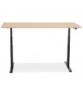 Bureau ergonomique électrique TRONIK noir avec plateau en bois finition naturelle 160x80 cm - 