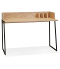 Bureau droit design SALMON en bois finition naturelle et métal noir - 