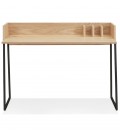 Bureau droit design SALMON en bois finition naturelle et métal noir - 