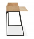 Bureau droit design SALMON en bois finition naturelle et métal noir - 