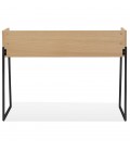 Bureau droit design SALMON en bois finition naturelle et métal noir - 