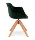 Chaise avec accoudoirs BERNI en velours vert et pieds en bois naturel - 