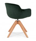 Chaise avec accoudoirs BERNI en velours vert et pieds en bois naturel - 