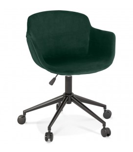 Chaise de bureau ROLLING en velours vert sur roulettes