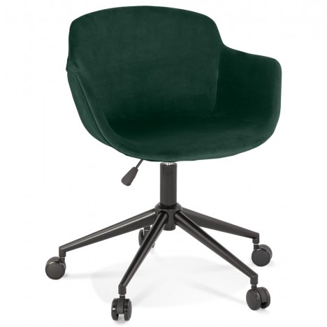 Chaise de bureau ROLLING en velours vert sur roulettes - 