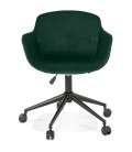 Chaise de bureau ROLLING en velours vert sur roulettes - 