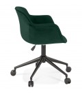 Chaise de bureau ROLLING en velours vert sur roulettes - 