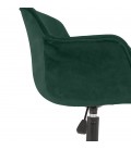 Chaise de bureau ROLLING en velours vert sur roulettes - 