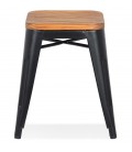 Tabouret bas PEPINO en métal noir style industriel - 