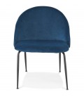 Fauteuil lounge MERMAID en velours bleu et pieds en métal noir - 