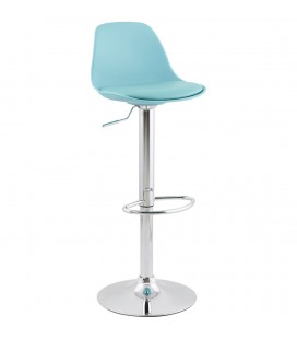 Tabouret réglable PRINCES bleu avec haut dossier confortable