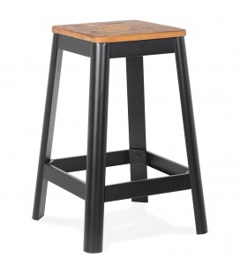 Tabouret snack mi-hauteur LIDYA MINI noir et bois massif