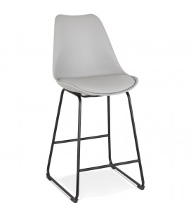 Tabouret snack mi-hauteur CHOKO MINI gris et pieds en métal noir