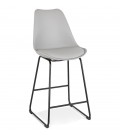 Tabouret snack mi-hauteur CHOKO MINI gris et pieds en métal noir - 