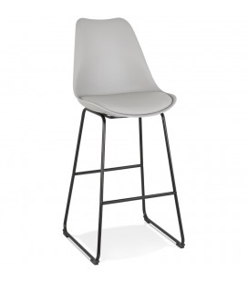 Tabouret de bar CHOKO gris et métal noir