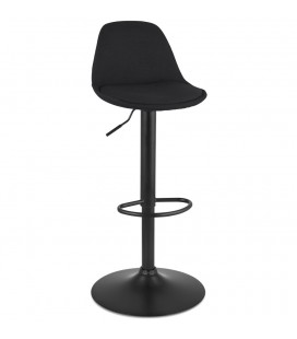 Tabouret réglable WALDO en tissu noir et pied en métal noir