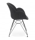 Chaise design PLANET en tissu gris foncé avec pieds en métal noir - 