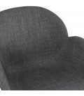 Chaise design avec accoudoirs SAMY en tissu gris et pieds en bois noir - 