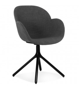 Chaise avec accoudoirs LIBRA en tissu gris foncé et métal noir