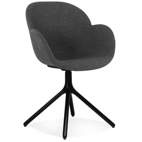 Chaise avec accoudoirs LIBRA en tissu gris foncé et métal noir - 