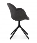 Chaise avec accoudoirs LIBRA en tissu gris foncé et métal noir - 