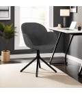 Chaise avec accoudoirs LIBRA en tissu gris foncé et métal noir - 