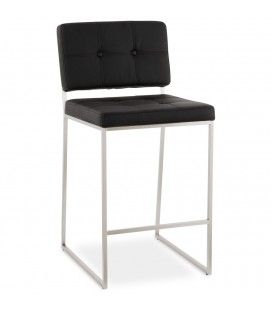 Tabouret snack mi-hauteur GASTA noir capitonné