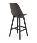 Tabouret de bar ASPEN en microfibre grise et pieds en bois noir - 