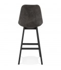 Tabouret de bar ASPEN en microfibre grise et pieds en bois noir - 