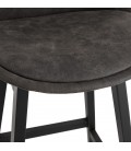 Tabouret de bar ASPEN en microfibre grise et pieds en bois noir - 