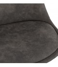 Tabouret de bar TAO en microfibre grise et pieds en métal noir - 