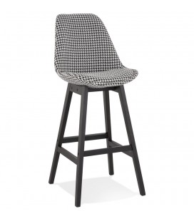 Tabouret de bar MORISS en tissu noir et blanc