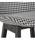 Tabouret snack mi-hauteur MORISS MINI en tissu pied de poule et pieds en bois noir - 