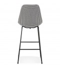 Tabouret de bar BULLY en tissu pied de poule et pieds en métal noir - 