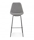 Tabouret de bar SPARK en tissu pied de poule et pieds en métal noir - 