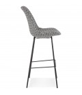 Tabouret de bar SPARK en tissu pied de poule et pieds en métal noir - 