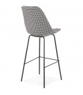 Tabouret de bar SPARK en tissu pied de poule et pieds en métal noir - 