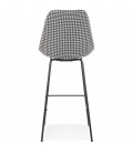 Tabouret de bar SPARK en tissu pied de poule et pieds en métal noir - 