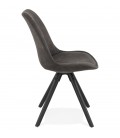 Chaise confortable HARRY en microfibre grise et pieds en bois noir - 