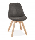 Chaise en microfibre grise AXEL avec structure en bois finition naturelle - 