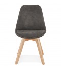 Chaise en microfibre grise AXEL avec structure en bois finition naturelle - 