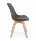 Chaise en microfibre grise AXEL avec structure en bois finition naturelle - 