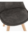 Chaise en microfibre grise AXEL avec structure en bois finition naturelle - 