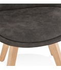 Chaise en microfibre grise AXEL avec structure en bois finition naturelle - 