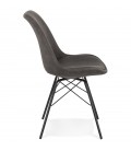 Chaise design ROYAL en microfibre grise et pieds en métal noir - 