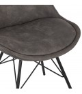 Chaise design ROYAL en microfibre grise et pieds en métal noir - 