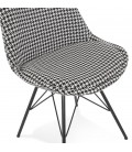 Chaise design ZAZY en tissu pied de poule et pieds en métal noir - 