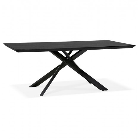 Table à diner design avec pied central en x WALABY en bois noir 200x100 cm - 