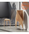 Tabouret bas empilable PINTADO en bois naturel - 