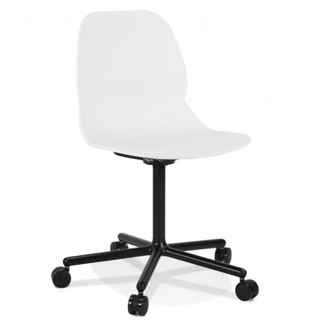 Chaise de bureau moderne MAGELLAN blanche sur roulettes - 